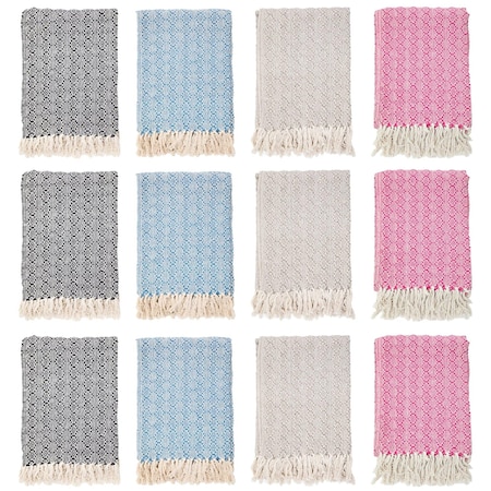 Monarch Brands Common Ground Throw Blankets, 50in x 70in, Patterned , Aztec, 12PK THROW-AZT-50X70-CS